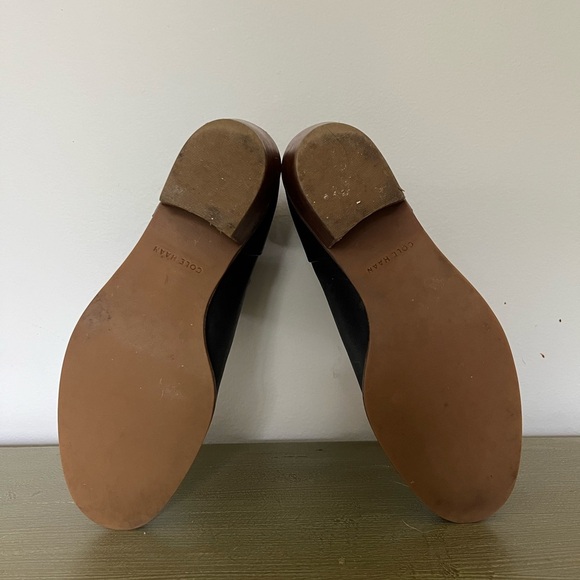 Cole Haan Black Leather Ankle Booties with Wooden Block Heel Moto Boots Slip On - Picture 4 of 9